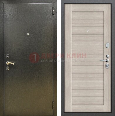 Стальная темно-серая дверь с порошковой отделкой и МДФ панелью ДП-278 в Реутове