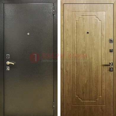 Темно-серая входная дверь с порошковым покрытием и МДФ Золотой дуб ДП-291 в Реутове