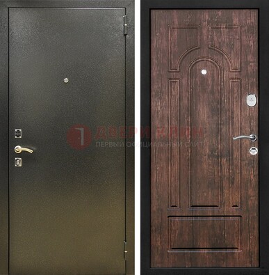 Темно-серая металлическая дверь с порошковым покрытием и МДФ коричневая ДП-292 в Реутове