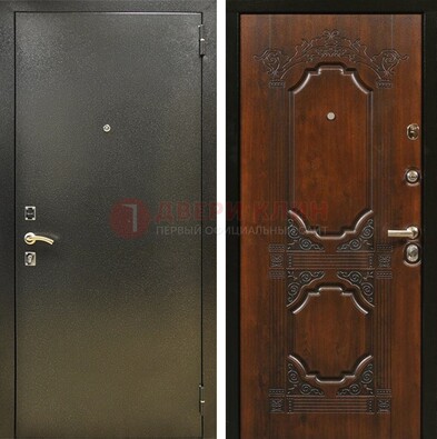 Входная дверь Темное серебро с порошковым покрытием и МДФ с узором ДП-293 в Реутове