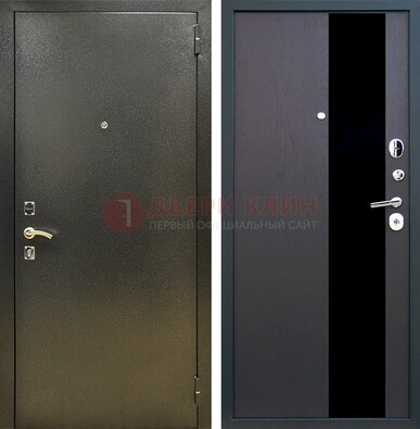 Входная темная дверь с порошковым покрытием и МДФ со стеклом ДП-294 в Реутове