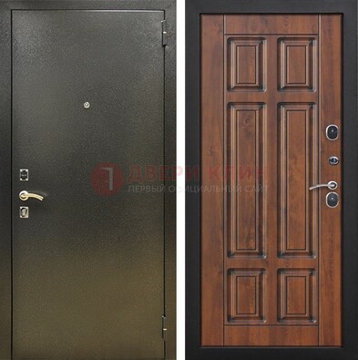 Металлическая входная темная дверь с порошковым напылением и МДФ ДП-299 в Реутове