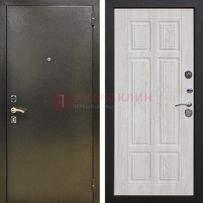 Входная темно-серая дверь с порошковым напылением и МДФ с филенкой ДП-302 в Реутове