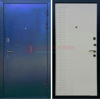Синяя железная дверь с порошковым напылением ДП-49 в Реутове