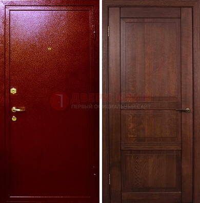 Красная железная дверь с порошковым окрасом ДП-58 в Реутове
