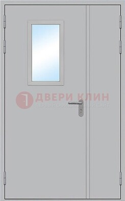 Белая входная техническая дверь со стеклянной вставкой ДПП-10 в Реутове