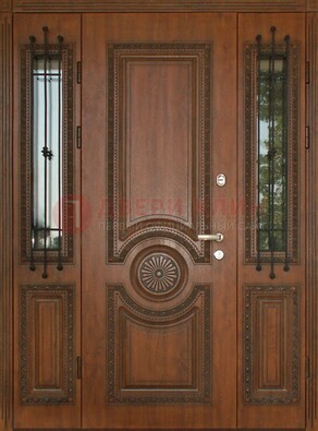 Парадная распашная стальная дверь Винорит со стеклом ДПР-106 в Реутове