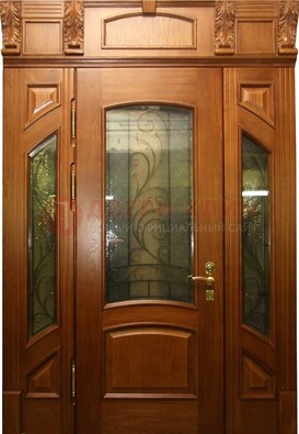 Парадная дверь со стеклянными вставками и ковкой ДПР-36 для дома в Реутове