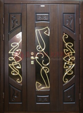 Парадная дверь со стеклом и ковкой ДПР-1 в каркасный дом в Реутове