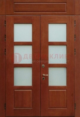 Металлическая парадная дверь со стеклом ДПР-69 для загородного дома в Реутове