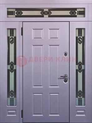 Филенчатая железная парадная дверь с фрамугами ДПР-82 в Реутове