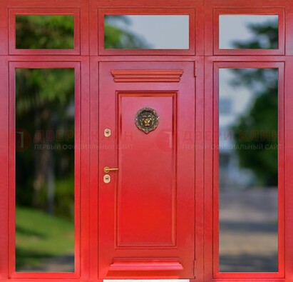 Красная парадная дверь для частного дома ДПР-88 в Реутове