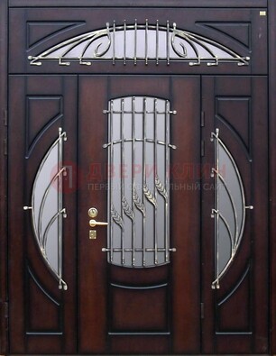 Парадная дверь со стеклянными вставками и ковкой ДПР-9 для улицы в Реутове