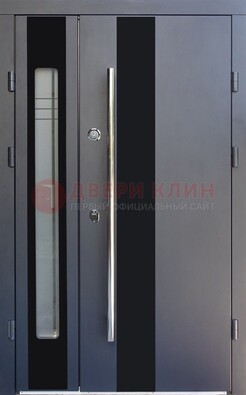 Серая стальная дверь со стеклом ДС-11 в Реутове