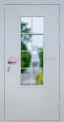 Белая железная дверь порошок со стеклом ДС-31 в Реутове