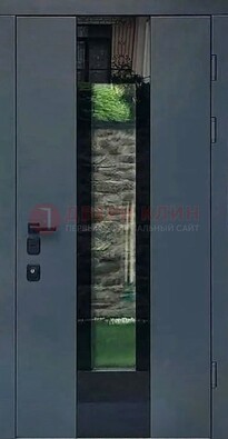 Современная дверь со стеклом для коттеджа ДС-40 в Реутове