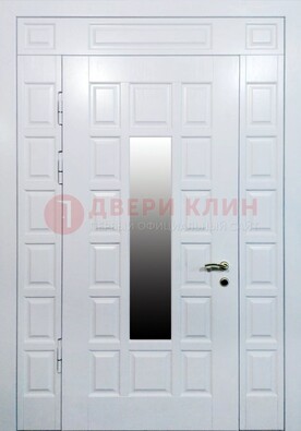 Белая входная дверь с МДФ панелью и стеклом ДС-56 в Реутове