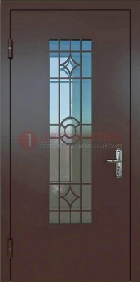Входная металлическая дверь со стеклом для дома ДС-6 в Реутове