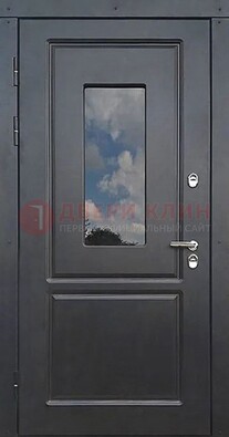 Чёрная металлическая дверь со стеклом ДС-77 в Реутове