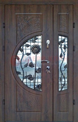 Входная дверь стекло с ковкой и резьбой ДСК-202 в Реутове