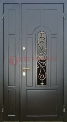 Металлическая дверь Винорит со стеклом в темном цвете ДСК-276 в Реутове