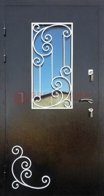 Входная дверь Порошок со стеклом и ковкой ДСК-278 в Реутове