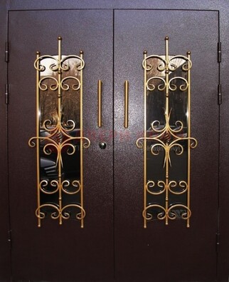 Металлическая дверь с ковкой и остеклением ДСК-49 в Реутове