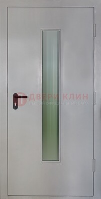 Белая металлическая техническая дверь со стеклянной вставкой ДТ-2 в Реутове