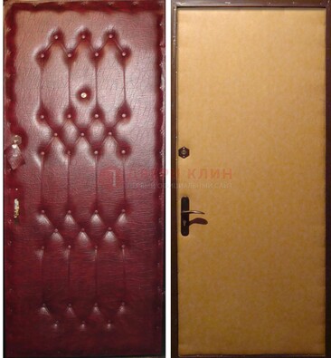 Бордовая металлическая дверь с винилискожей ДВ-1 в Реутове