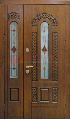 Темная стальная дверь с виноритом и стеклом ДВТ-179 в Реутове