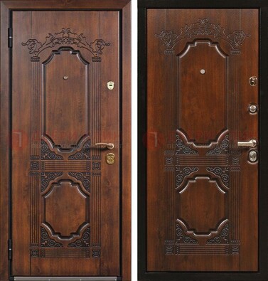 Коричневая железная дверь с виноритом и узором ДВТ-211 в Реутове