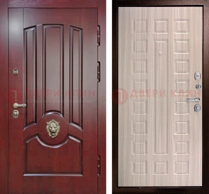 Темно-красная входная дверь с виноритом ДВТ-234 в Реутове