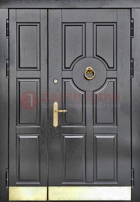 Черная металическая дверь с виноритом для дома ДВТ-241 в Реутове