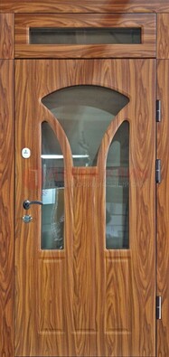 Коричневая классическая входная дверь с виноритом ДВТ-66 в Реутове