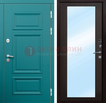 Зеленая входная дверь терморазрыв c виноритом и МДФ с зеркалом ДЗ-122 в Реутове