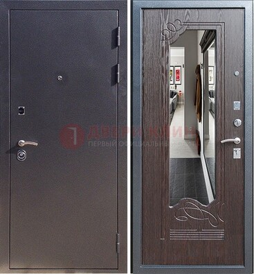 Черная входная дверь с зеркалом МДФ внутри ДЗ-29 в Реутове