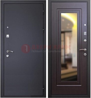 Черная железная дверь с зеркалом ДЗ-30 в Реутове