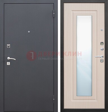 Черная входная дверь с зеркалом МДФ внутри ДЗ-31 в Реутове