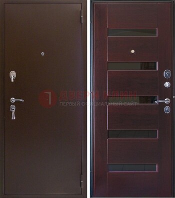 Темная железная дверь с зеркалом ДЗ-42 в Реутове