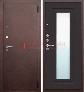 Коричневая металлическая дверь с зеркалом ДЗ-43 в Реутове