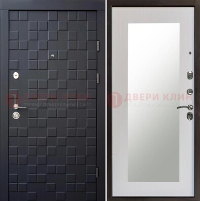 Черная стальная дверь МДФ и зеркалом ДЗ-50 в Реутове