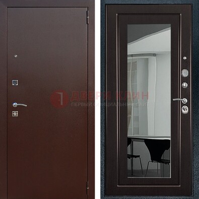 Металлическая дверь с порошковым напылением с МДФ и зеркалом ДЗ-61 в Реутове