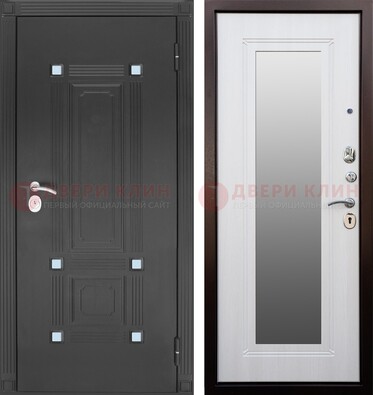 Стальная черная дверь МДФ с зеркалом ДЗ-76 в Реутове