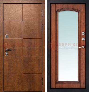 Белая филенчатая дверь с фрезерованной МДФ и зеркалом ДЗ-81 в Реутове