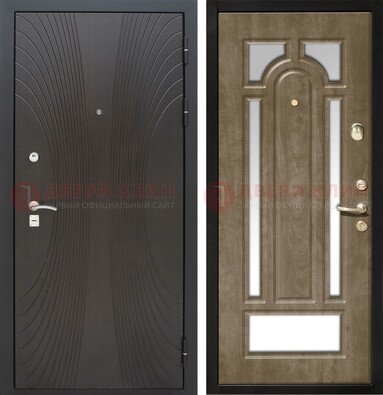 Темная металлическая дверь МДФ с различными зеркальными вставками внутри ДЗ-82 в Реутове