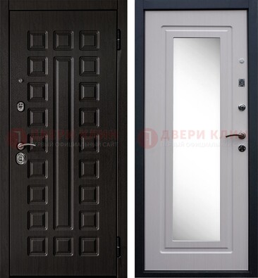 Черная филенчатая металлическая дверь МДФ с зеркалом ДЗ-83 в Реутове