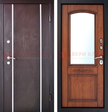 Входная дверь с МДФ и МДФ внутри с зеркалом ДЗ-88 в Реутове