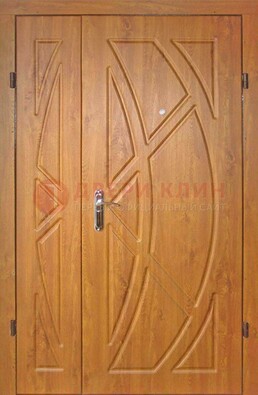 Полуторная металлическая дверь с МДФ золотой дуб ПЛ-17 в Реутове