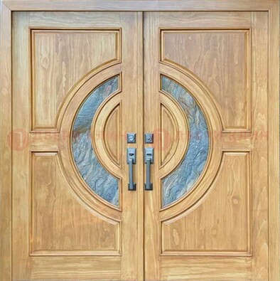 Двухстворчатая металлическая дверь с витражом ВЖ-11 в Реутове
