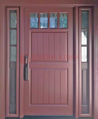 Входная дверь с массивом с фрамугами и витражом ВЖ-19 в Реутове